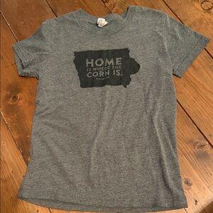 Bella Canvas Heather Gray Kids Tee with Black Iowa Corn Graphic